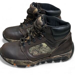 ROCKY Leather Outdoor Hiking work Boots Brown Camo waterproof Size 11.5